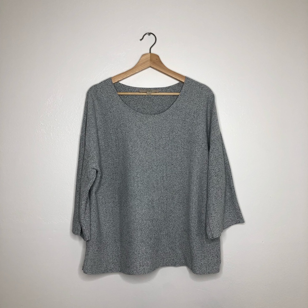 LOFT textured grey bell sleeve top